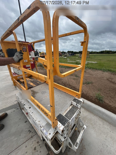 Custom Equipment HB-1430 <ul>
 <li>Hy-Brid Scissor Lift</li>
  <li>Platform capacity up to 670 lbs.</li>
  <li>Working height up to 20 ft</li>
  <li>Weighs under 1,700 lbs.</li>
  <li>Non-marking wheels </li>
</ul>