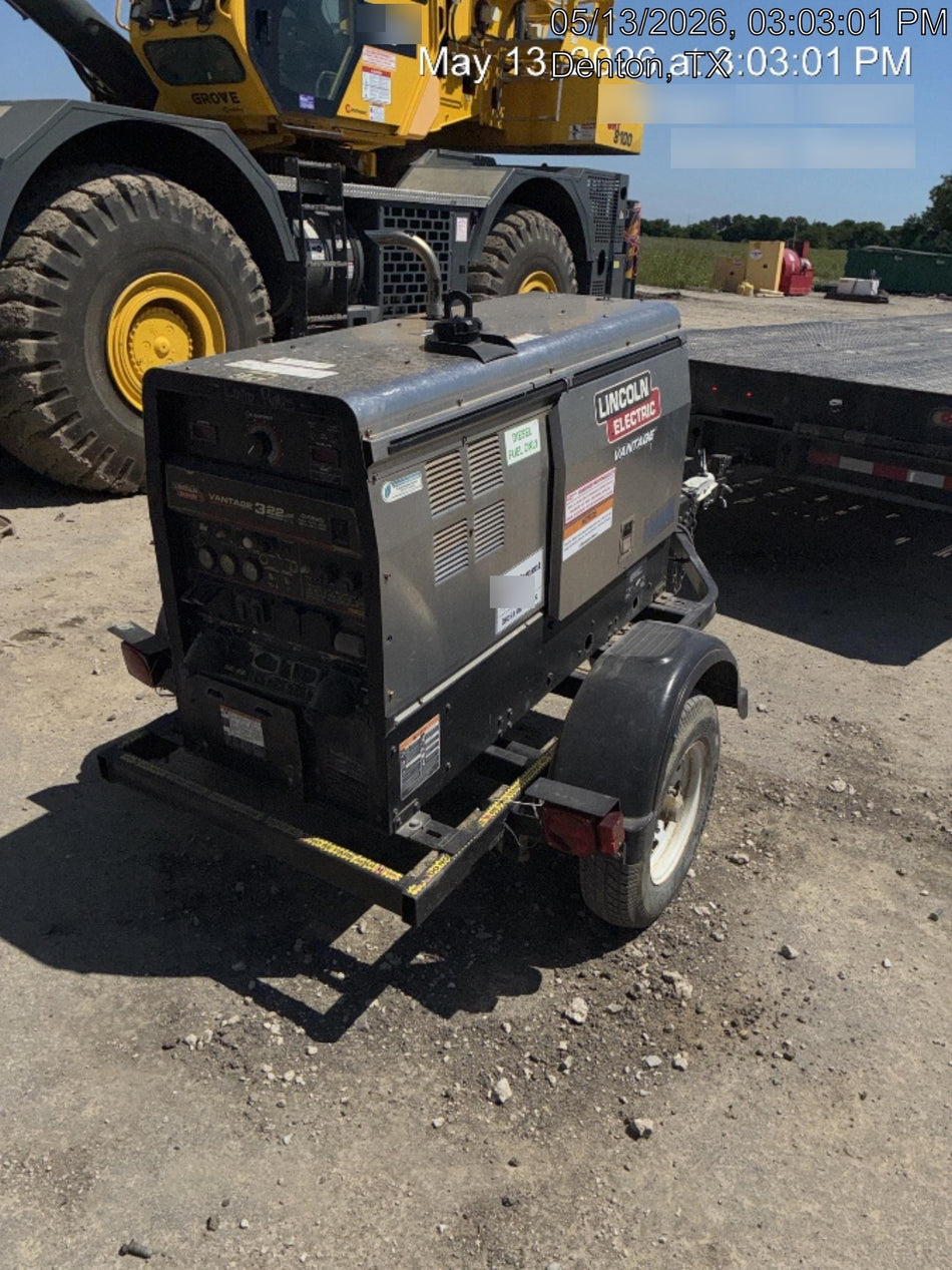 2019 Lincoln Electric Vantage 322 Welder Ready-Pak 3, Two wheel trailer, Fender and Light kit, Cable Rack