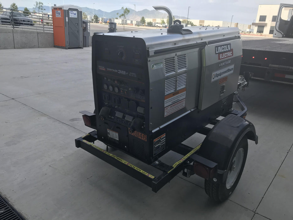 2019 Lincoln Electric Vantage 322 Welder Ready-Pak 3, Two wheel trailer, Fender and Light kit, Cable Rack