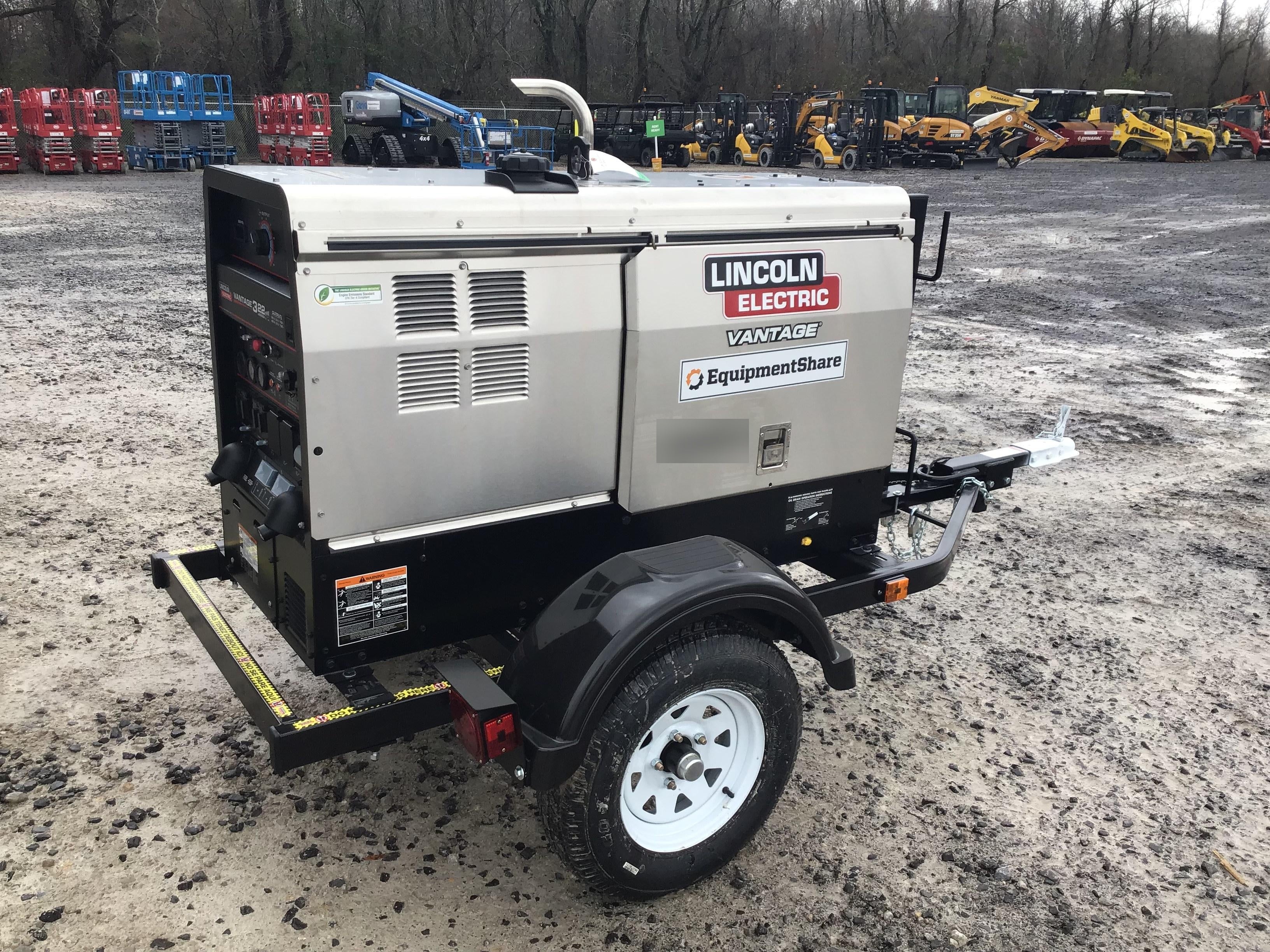 2019 Lincoln Electric Vantage 322 Welder Ready-Pak 3, Two wheel trailer, Fender and Light kit, Cable Rack
