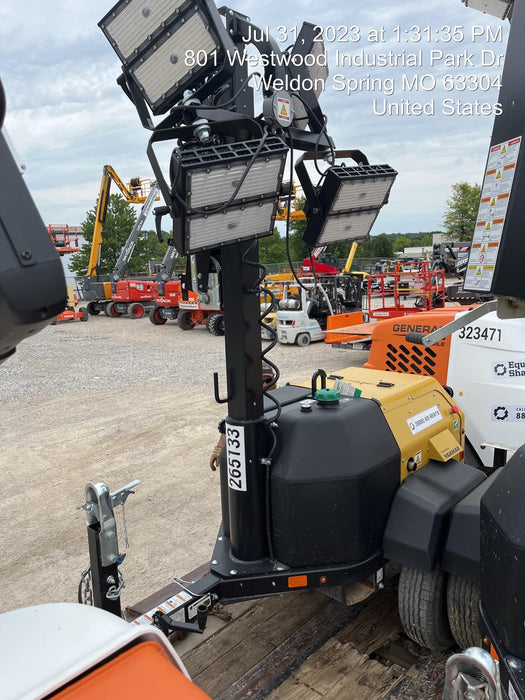 2022 Allmand NLV3GR (4) LED Light Fixture 350W, 23' Vertical Mast, 3kW Prime, Towable, ES Decals, T3