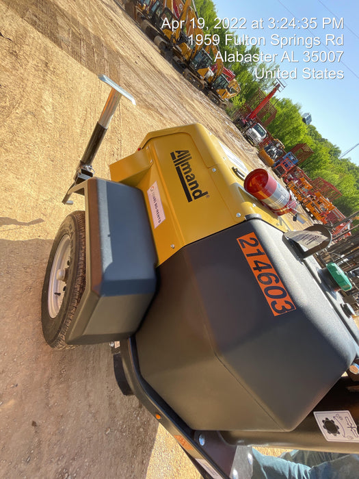 2022 Allmand NLV3GR (4) LED Light Fixture 350W, 23' Vertical Mast, 3kW Prime, Towable, Deep Sea L401, Leveling Jacks, Yanmar T4F 5.8hp