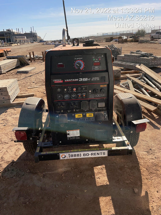 2021 Lincoln Electric Vantage 322 Vantage 322 Ready Pak 3 w/ Decals, ORANGE (includes trailer, cable rack, fender light kit) NO Telematics