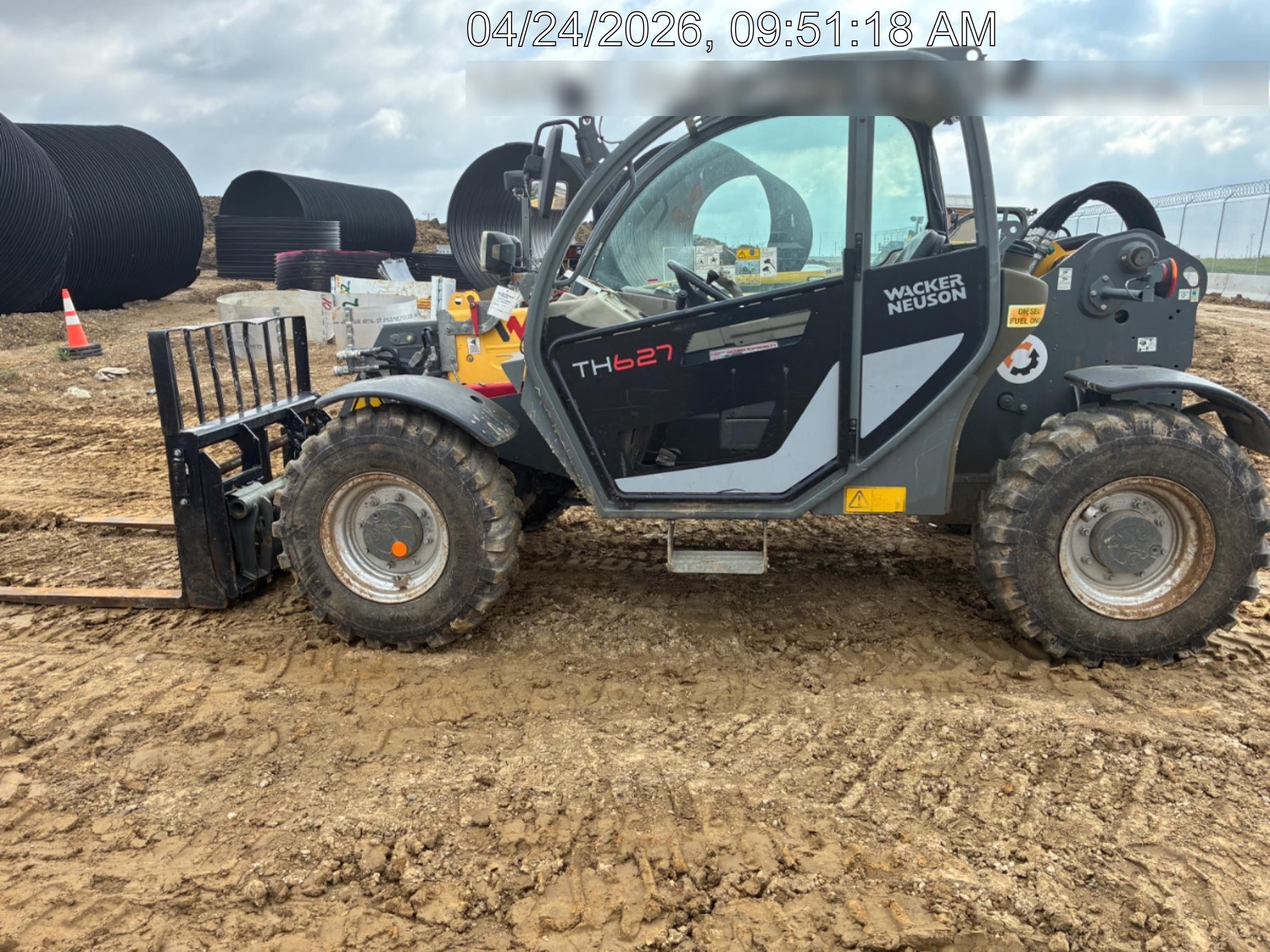 2018 Wacker Neuson TH627 Wacker Neuson TH627 Telehandler w/Canopy, Solid Tires, 48" Carriage and Forks