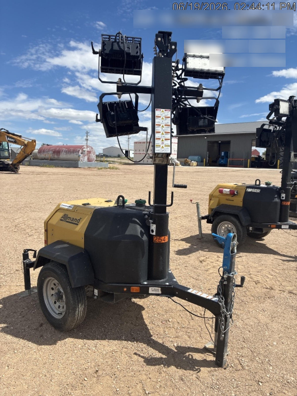 2022 Allmand NLV3GR (4) LED Light Fixture 350W, 23' Vertical Mast, 3kW Prime, Towable, ES Decals, T3