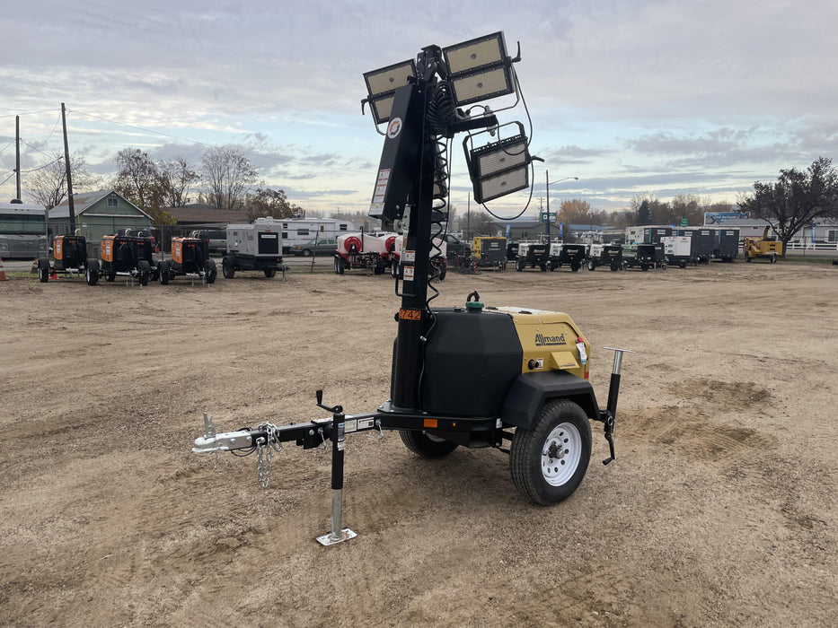 2021 Allmand NLV3GR (4) LED Light Fixture 350W, 23' Vertical Mast, 3kW Prime, Towable, Deep Sea L401, Leveling Jacks, Yanmar T4F 5.8hp