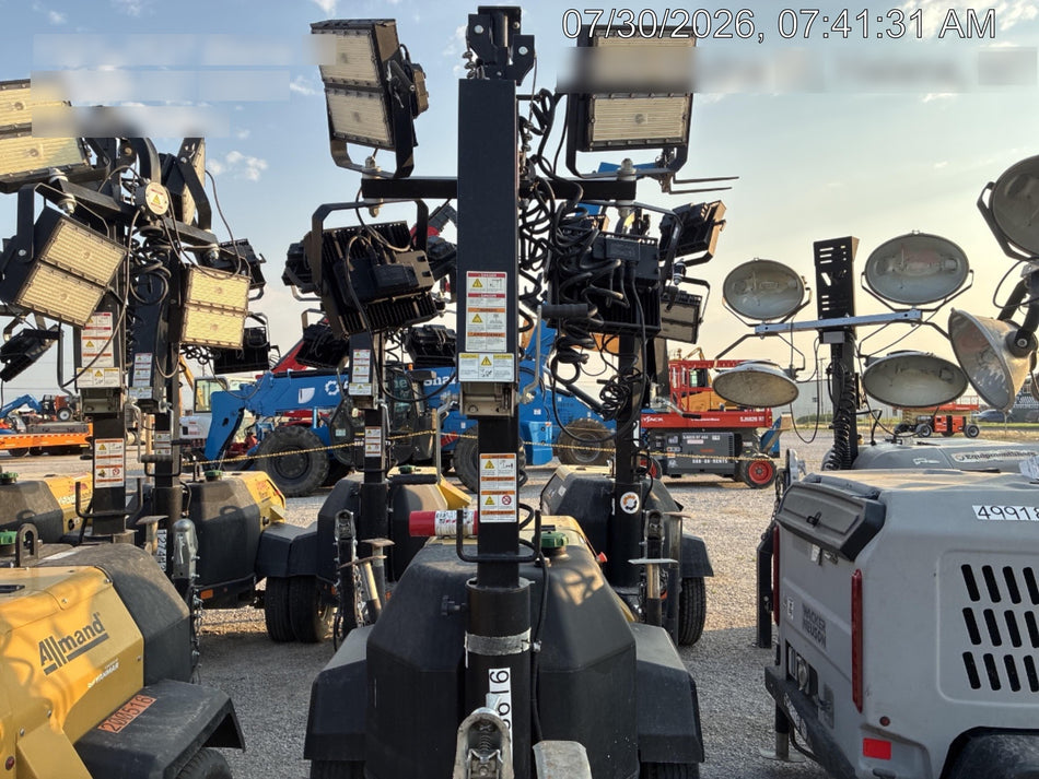 2022 Allmand NLV3GR (4) LED Light Fixture 350W, 23' Vertical Mast, 3kW Prime, Towable, Deep Sea L401, Leveling Jacks, Yanmar T4F 5.8hp