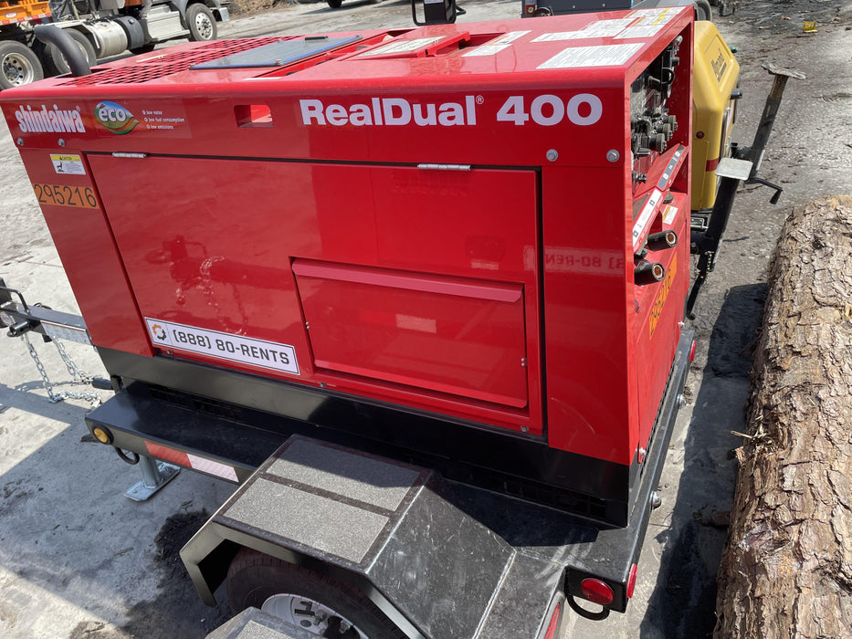 2023 Shindaiwa DGW400MDL Kubota D902 Engine, 23 HP, Dual Op Welder, Wire, Arc, Droop Stick, Tig, and CC Stick Functionality, Simulphase, 3 Phase and 1 Phase Gen Output, Single Axle NB Trlr, Slr Trckl Chrg 12V 12W, Fire Ext