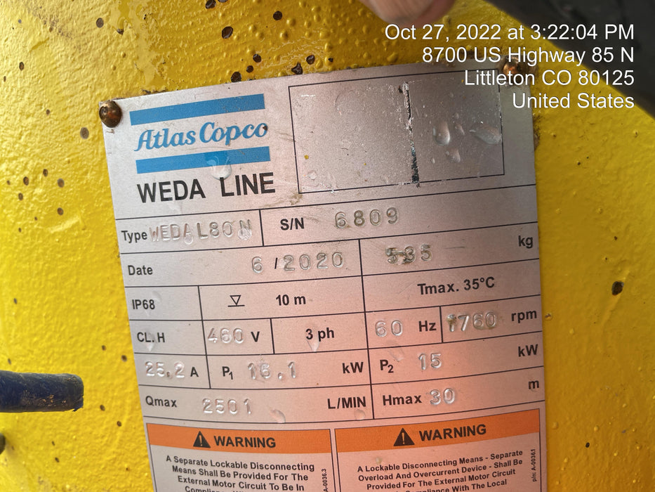 2021 ATLAS COPCO WEDA L80N