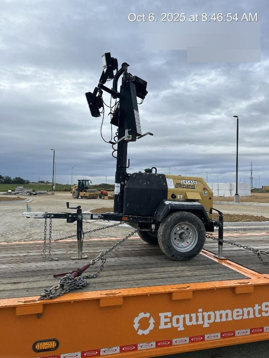 2022 Allmand NLV3GR (4) LED Light Fixture 350W, 23' Vertical Mast, 3kW Prime, Towable, Deep Sea L401, Leveling Jacks, Yanmar T4F 5.8hp