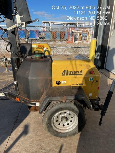 2022 Allmand NLV3GR (4) LED Light Fixture 350W, 23' Vertical Mast, 3kW Prime, Towable, Deep Sea L401, Leveling Jacks, Yanmar T4F 5.8hp