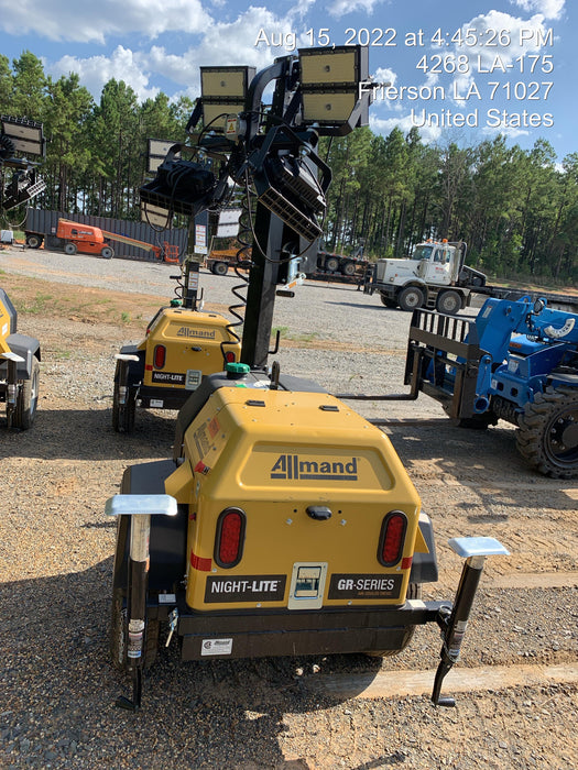 2022 Allmand NLV3GR (4) LED Light Fixture 350W, 23' Vertical Mast, 3kW Prime, Towable, Deep Sea L401, Leveling Jacks, Yanmar T4F 5.8hp