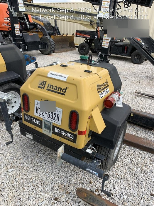 2022 Allmand NLV3GR (4) LED Light Fixture 350W, 23' Vertical Mast, 3kW Prime, Towable, Deep Sea L401, Leveling Jacks, Yanmar T4F 5.8hp