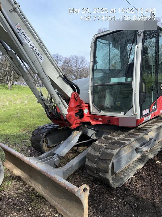2019 Takeuchi TB290 Cab/Heat/AC Rubber tracks, Dozer blade, Travel alarm, Auxiliary hydraulics Manual QC, Hydraulic thumb, 18", 24", and 36" Buckets