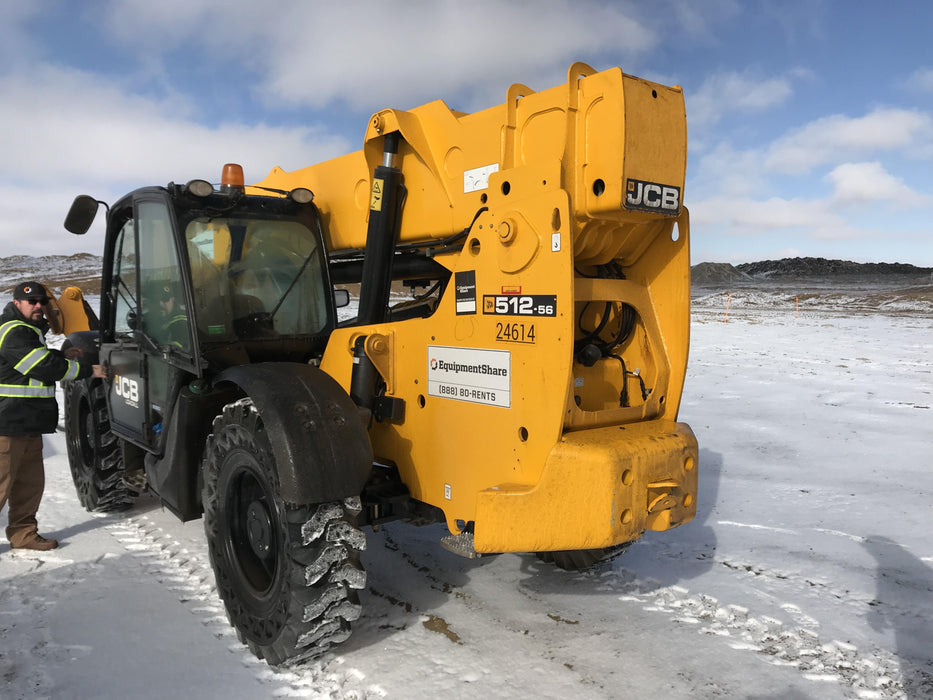 2019 JCB 512-56 JCB 512-56 Enclosed Cab, 109 HP, Solid Tires, Worklights, Beacon, Aux Hydraulics, Lifting Eye w/60" Carriage/60" Forks
