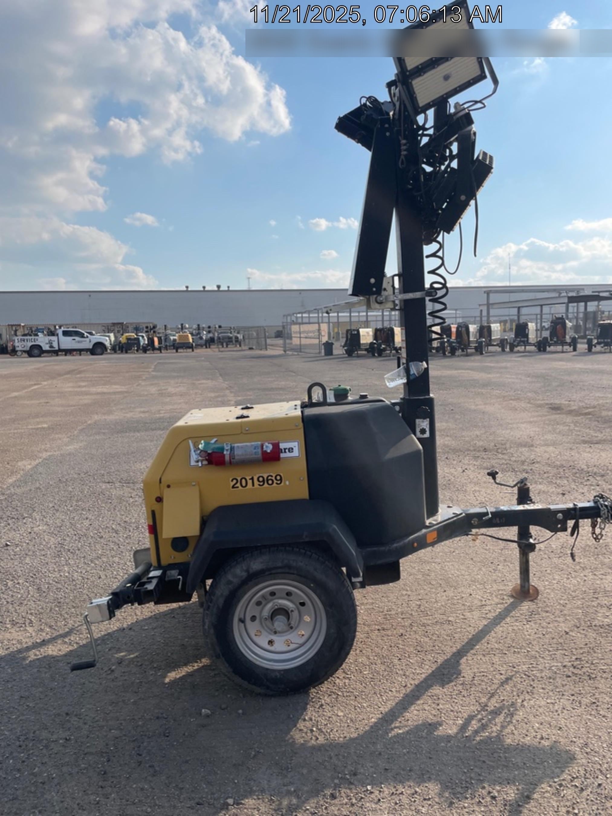 2022 Allmand NLV3GR (4) LED Light Fixture 350W, 23' Vertical Mast, 3kW Prime, Towable, Deep Sea L401, Leveling Jacks, Yanmar T4F 5.8hp