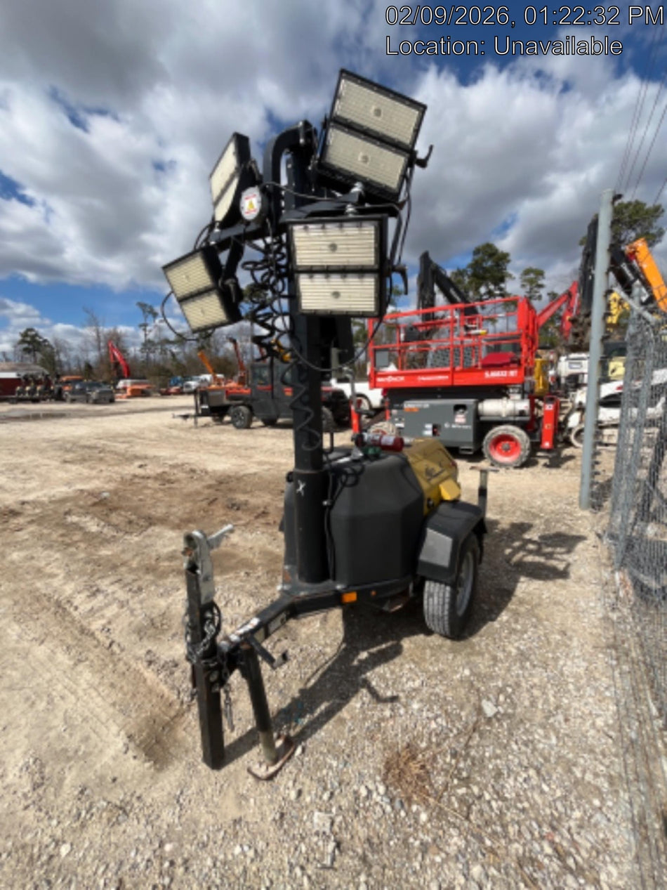 2022 Allmand NLV3GR (4) LED Light Fixture 350W, 23' Vertical Mast, 3kW Prime, Towable, Deep Sea L401, Leveling Jacks, Yanmar T4F 5.8hp