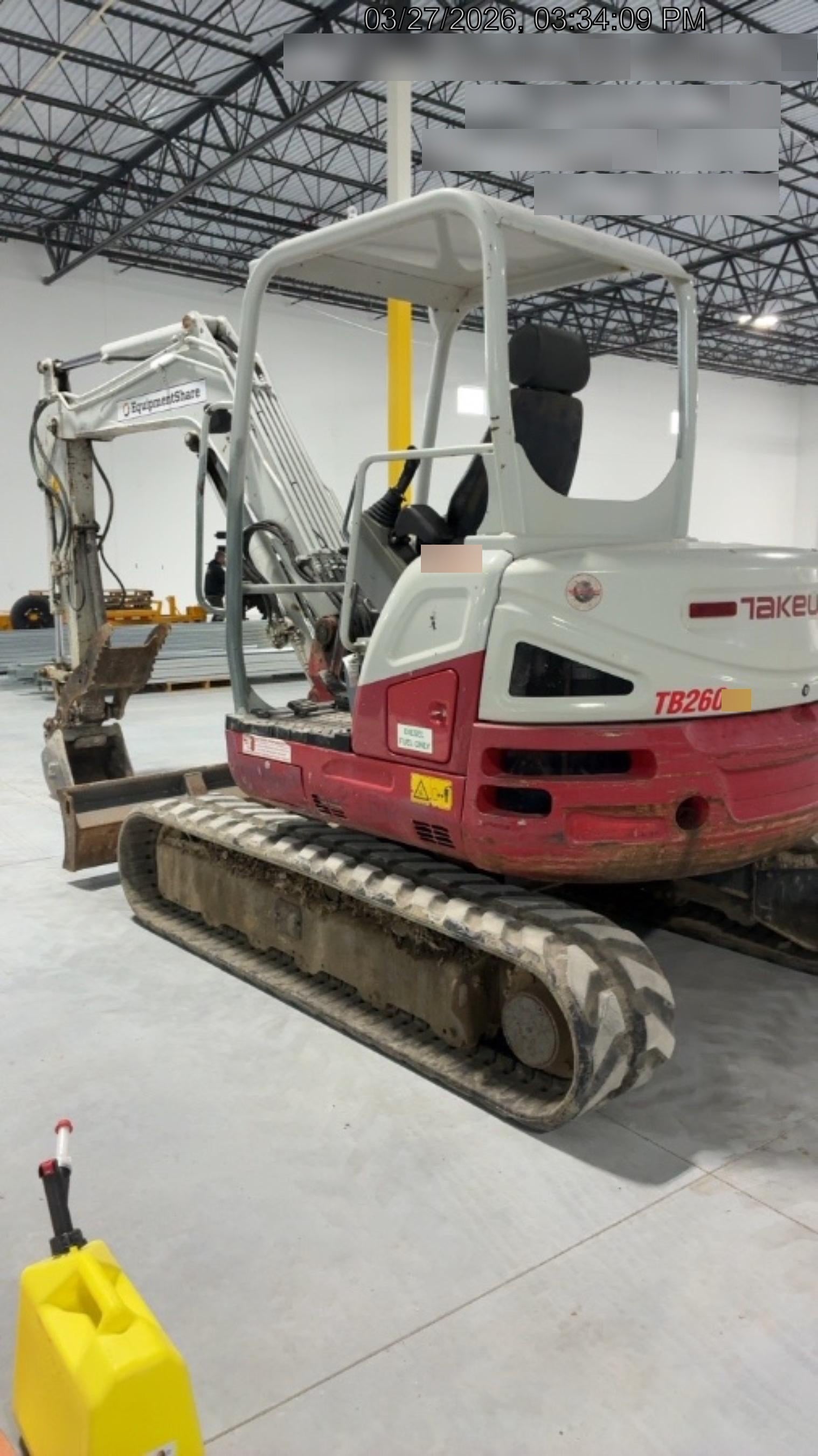 2019 Takeuchi TB260 Takeuchi TB260 Canopy w/Rubber Tracks, Auxiliary Hydraulics, Standard Blade, Manual QC