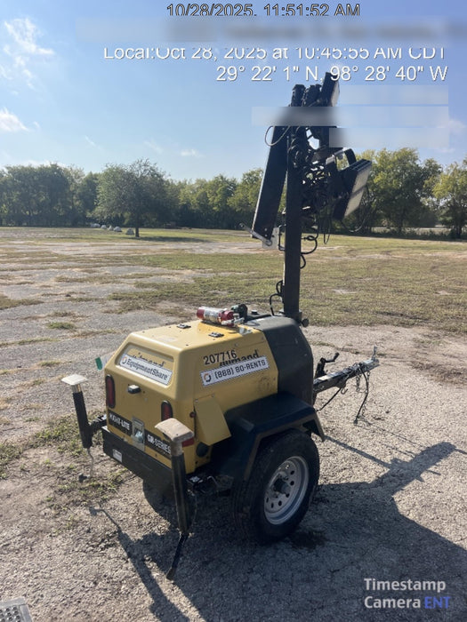 2022 Allmand NLV3GR (4) LED Light Fixture 350W, 23' Vertical Mast, 3kW Prime, Towable, Deep Sea L401, Leveling Jacks, Yanmar T4F 5.8hp