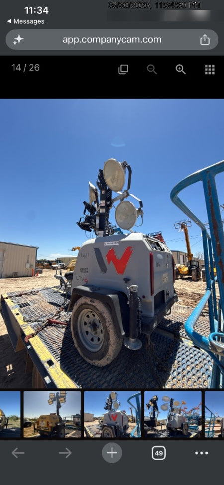 2018 Wacker Neuson LTV6L-MH Wacker Neuson LTV6L Mobile Light Tower w/Fuel Level Sensor Installed