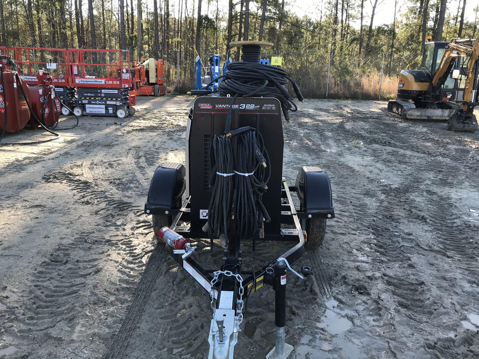 2019 Lincoln Electric Vantage 322 Welder Ready-Pak 3, Two wheel trailer, Fender and Light kit, Cable Rack