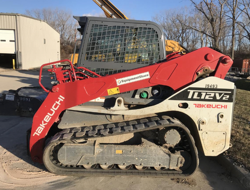 2018 Takeuchi TL12V2C Takeuchi TL12V2C Cab Skid Steer Track Loader, 80" HD dirt bucket with 9 teeth