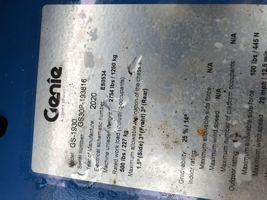 2020 Genie GS-1930 GENIE GS-1930