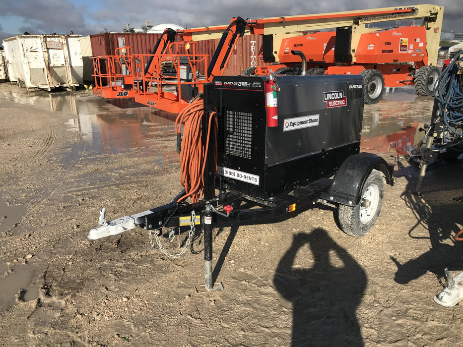 2019 Lincoln Electric Vantage 322 Welder Ready-Pak 3, Two wheel trailer, Fender and Light kit, Cable Rack