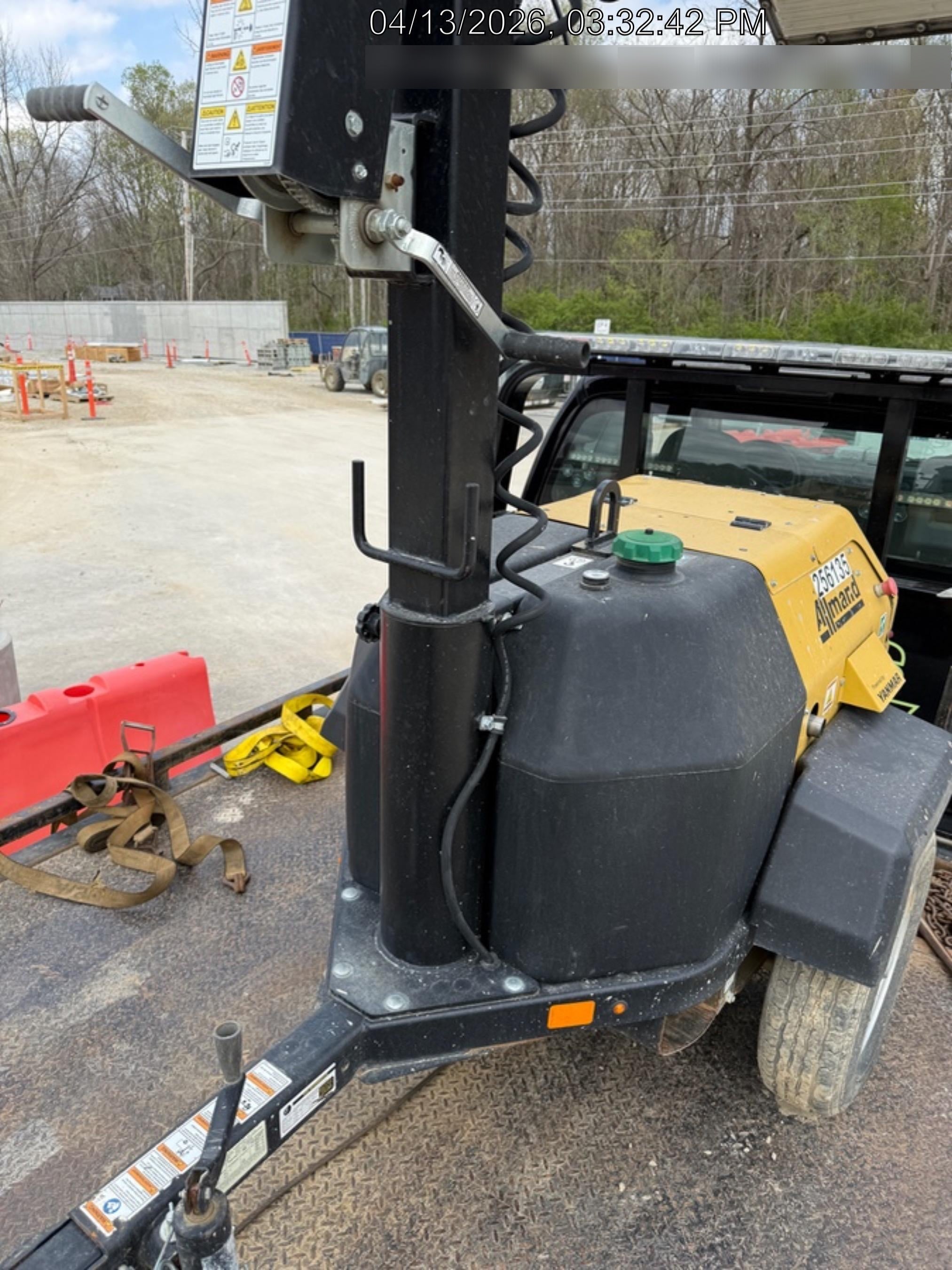 2022 Allmand NLV3GR (4) LED Light Fixture 350W, 23' Vertical Mast, 3kW Prime, Towable, ES Decals, T3