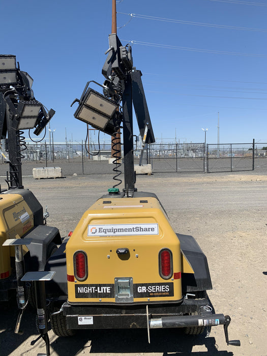 Allmand NLV3GR (4) LED Light Fixture 350W, 23' Vertical Mast, 3kW Prime, Towable, Deep Sea L401, Leveling Jacks, Yanmar T4F 5.8hp