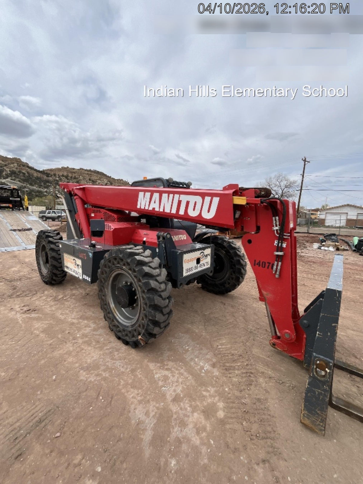 2019 Manitou MTA8044 MTA 8044 - 74 HP T4, Canopy, Worklights/Strobe, Beacon, 66" Carriage, 48" Forks, Solid Tires, Lift Hook, Aux Hydraulics