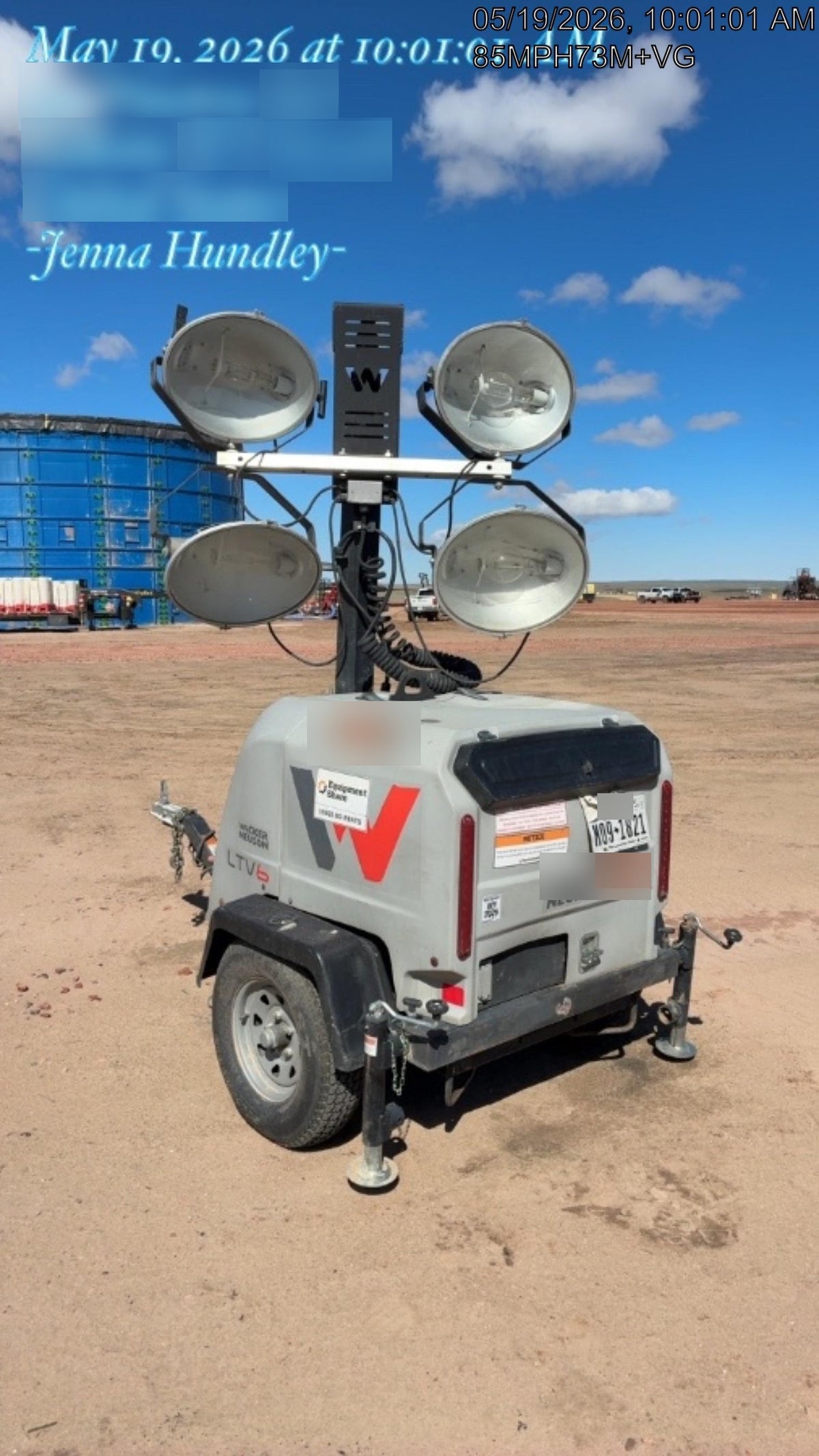 2018 Wacker Neuson LTV6L-MH Wacker Neuson LTV6L Mobile Light Tower w/Fuel Level Sensor Installed