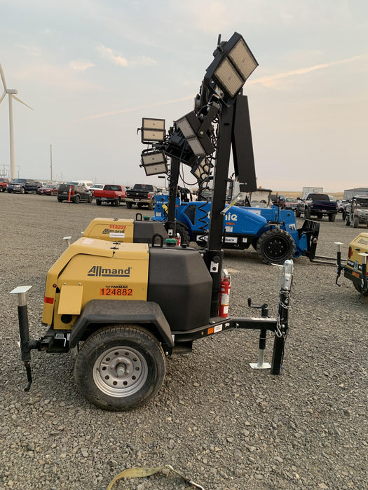 2020 Allmand NLV3GR (4) LED Light Fixture 350W, 23' Vertical Mast, 3kW Prime, Towable, Deep Sea L401, Leveling Jacks, Yanmar T4F 5.8hp