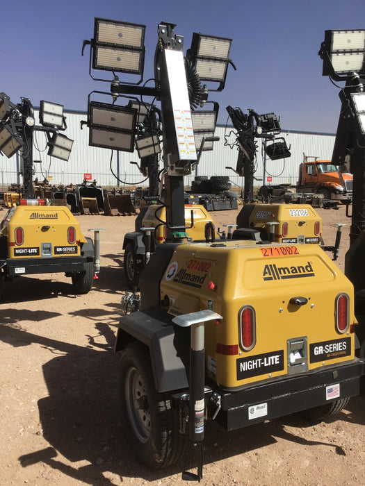 2022 Allmand NLV3GR (4) LED Light Fixture 350W, 23' Vertical Mast, 3kW Prime, Towable, ES Decals, T3