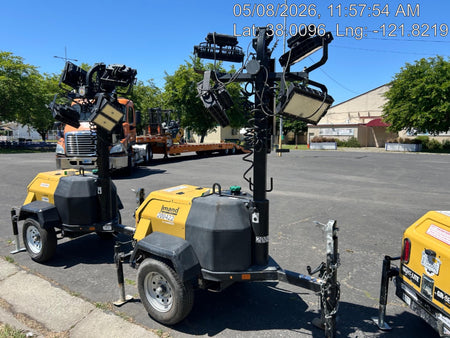 2022 Allmand NLV3GR (4) LED Light Fixture 350W, 23' Vertical Mast, 3kW Prime, Towable, Deep Sea L401, Leveling Jacks, Yanmar T4F 5.8hp