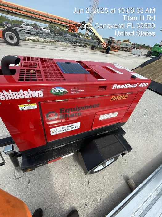 2024 Shindaiwa DGW400DML Kubota D902 Engine, 23 HP, Dual Op Welder, Wire, Arc, Droop Stick, Tig, and CC Stick Functionality, Simulphase, 3 Phase and 1 Phase Gen Output, Single Axle NB Trlr, Slr Trckl Chrg 12V 12W, Fire Ext, T3