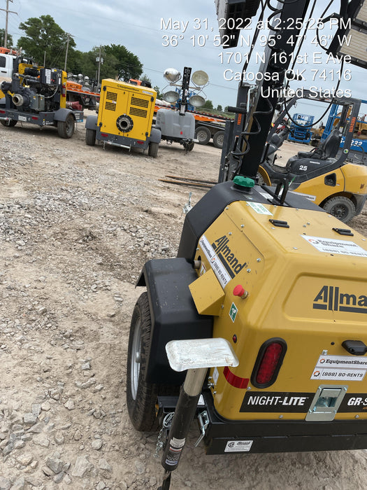 2022 Allmand NLV3GR (4) LED Light Fixture 350W, 23' Vertical Mast, 3kW Prime, Towable, Deep Sea L401, Leveling Jacks, Yanmar T4F 5.8hp