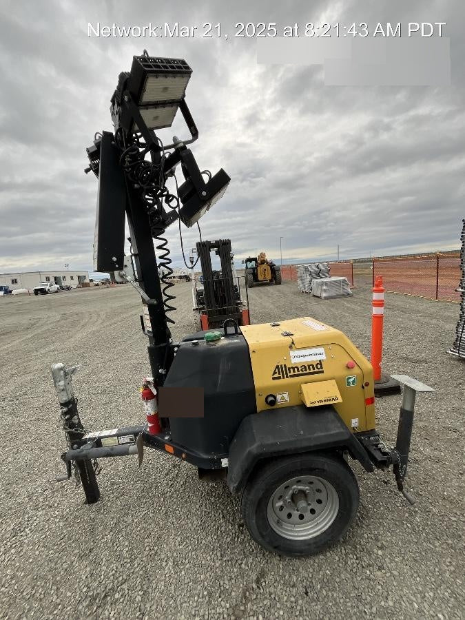 2020 Allmand NLV3GR (4) LED Light Fixture 350W, 23' Vertical Mast, 3kW Prime, Towable, Deep Sea L401, Leveling Jacks, Yanmar T4F 5.8hp