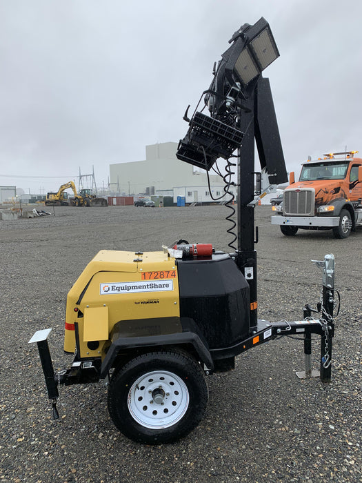 2021 Allmand NLV3GR (4) LED Light Fixture 350W, 23' Vertical Mast, 3kW Prime, Towable, Deep Sea L401, Leveling Jacks, Yanmar T4F 5.8hp