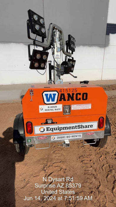 2024 Wanco WLTT-4MM4K Diesel, Deep Sea Controller, Shore Power Plug, Auto Start, (4) 350W LED Floodlights, 4kW Generator, 60 Gal Fuel Tank, 2" Ball, T3