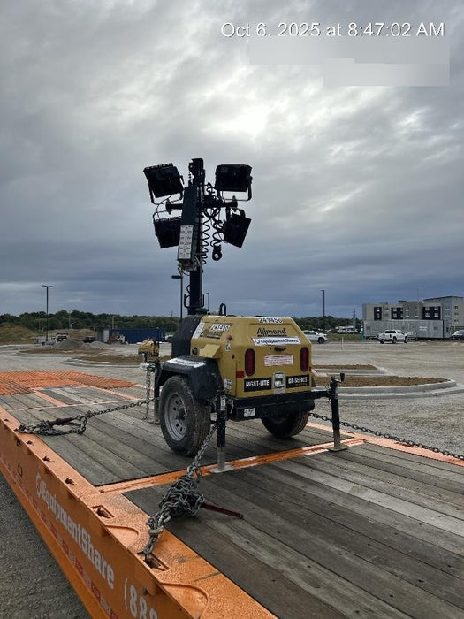 2022 Allmand NLV3GR (4) LED Light Fixture 350W, 23' Vertical Mast, 3kW Prime, Towable, Deep Sea L401, Leveling Jacks, Yanmar T4F 5.8hp