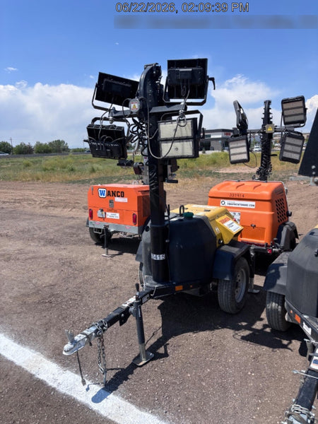 2022 Allmand NLV3GR (4) LED Light Fixture 350W, 23' Vertical Mast, 3kW Prime, Towable, Deep Sea L401, Leveling Jacks, Yanmar T4F 5.8hp