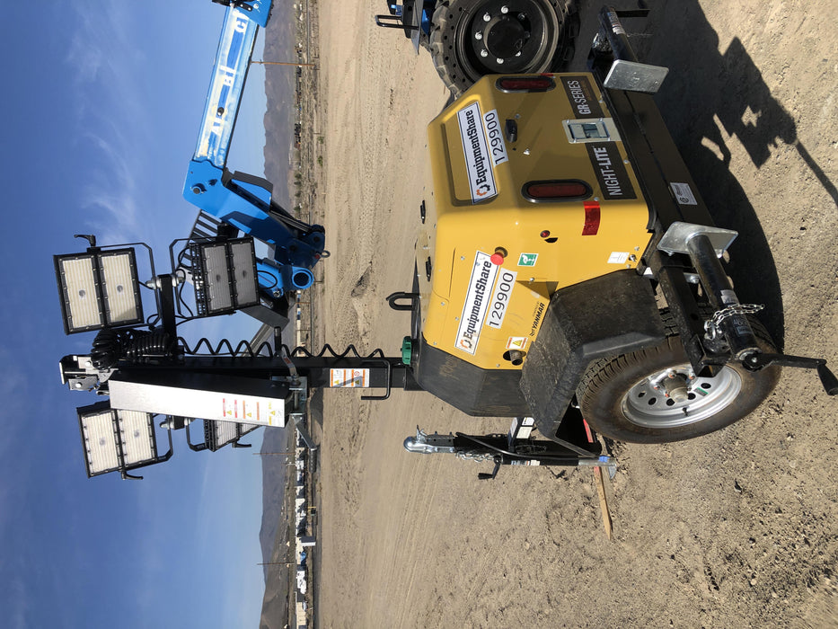 2021 Allmand NLV3GR (4) LED Light Fixture 350W, 23' Vertical Mast, 3kW Prime, Towable, Deep Sea L401, Leveling Jacks, Yanmar T4F 5.8hp