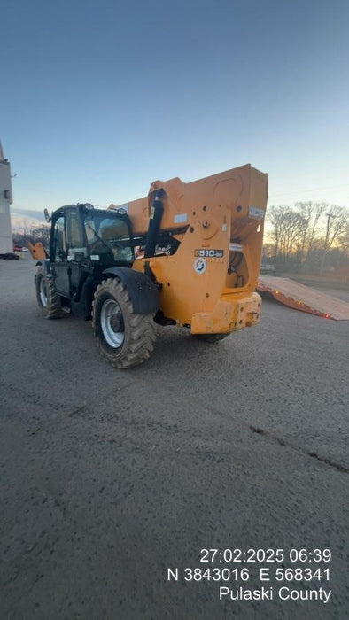 2019 JCB 510-56 Enclosed Cab, 74 HP, Solid Tires, Worklights, Beacon, Aux Hydraulics, Lifting Eye w/66" Carriage/60" Forks