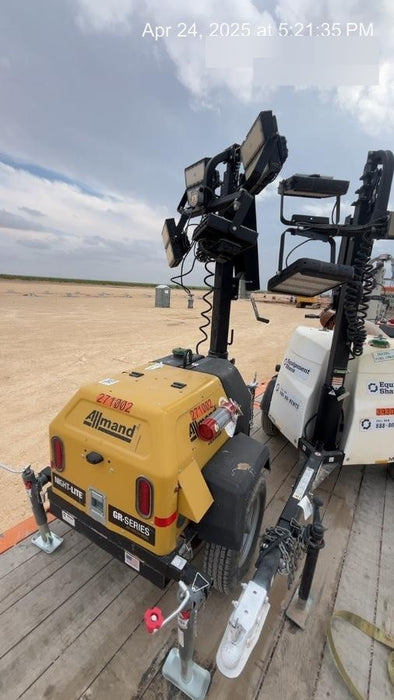 2022 Allmand NLV3GR (4) LED Light Fixture 350W, 23' Vertical Mast, 3kW Prime, Towable, ES Decals, T3