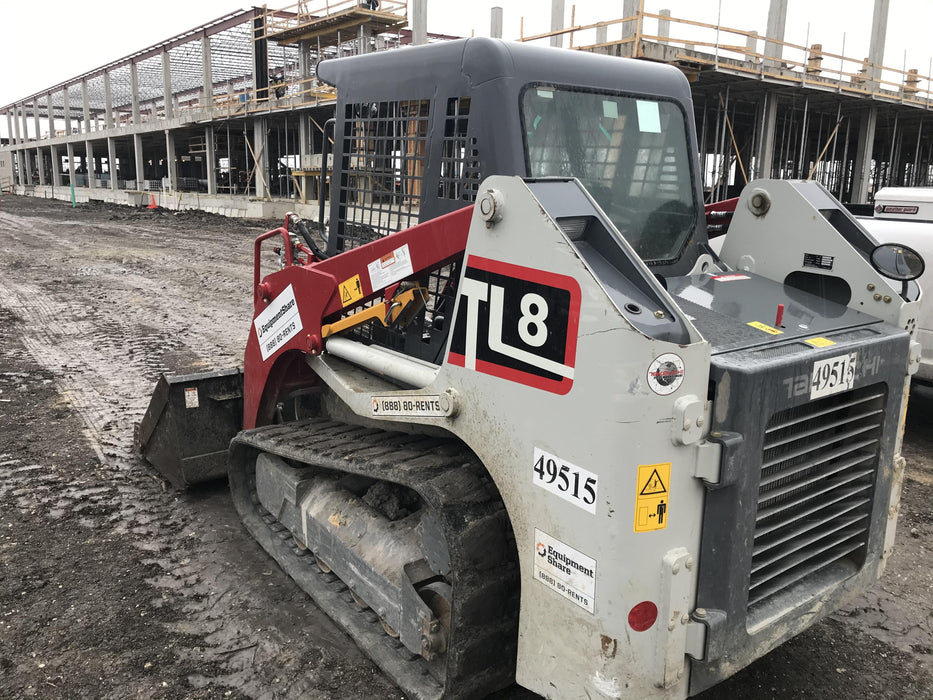 2019 Takeuchi TL8W Canopy, 15" Wide Rubber Tracks, Back-up Alarm, Front & Rear Working Lights, Auxiliary Hydraulics, Two-Speed Travel, Electronic Monitoring System w/76" HD Dirt Bucket with 8 Teeth, 20.3 cubic feet Capacity