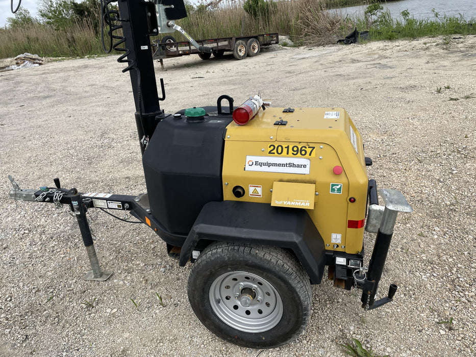 2022 Allmand NLV3GR (4) LED Light Fixture 350W, 23' Vertical Mast, 3kW Prime, Towable, Deep Sea L401, Leveling Jacks, Yanmar T4F 5.8hp