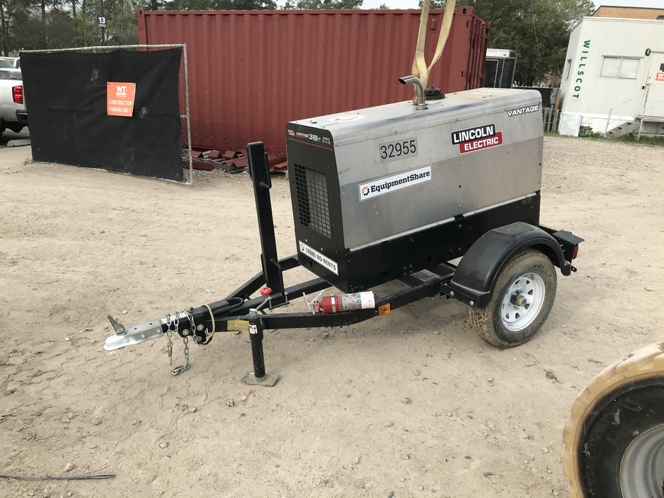 2019 Lincoln Electric Vantage 322 Welder Ready-Pak 3, Two wheel trailer, Fender and Light kit, Cable Rack