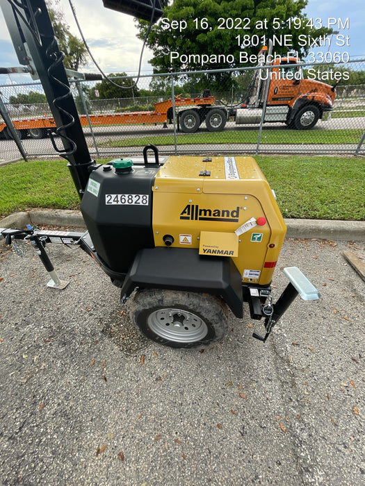 2022 Allmand NLV3GR (4) LED Light Fixture 350W, 23' Vertical Mast, 3kW Prime, Towable, ES Decals, T3