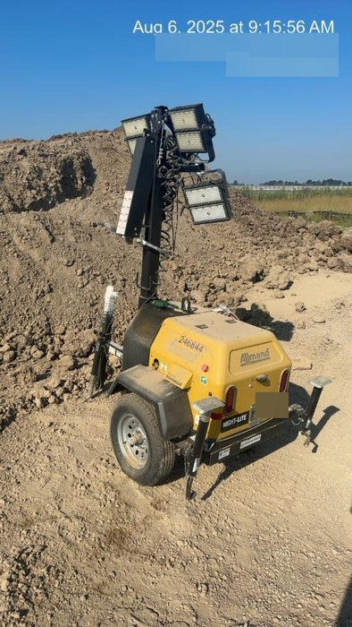 2022 Allmand NLV3GR (4) LED Light Fixture 350W, 23' Vertical Mast, 3kW Prime, Towable, ES Decals, T3